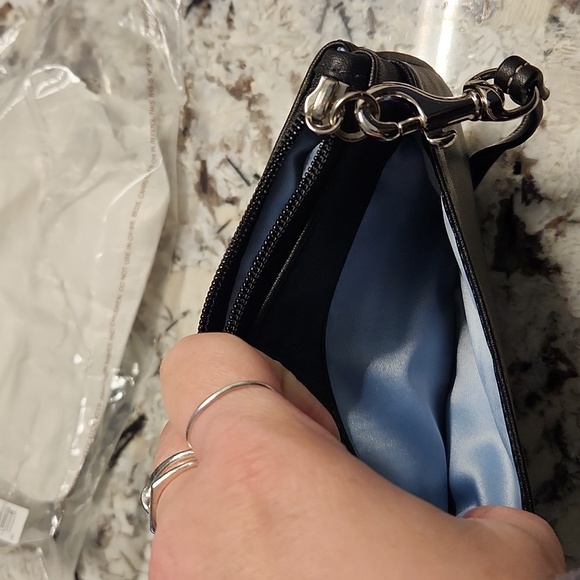Coach Solid Black /Silver Leather Small Wristlet NWT - Picture 5 of 6